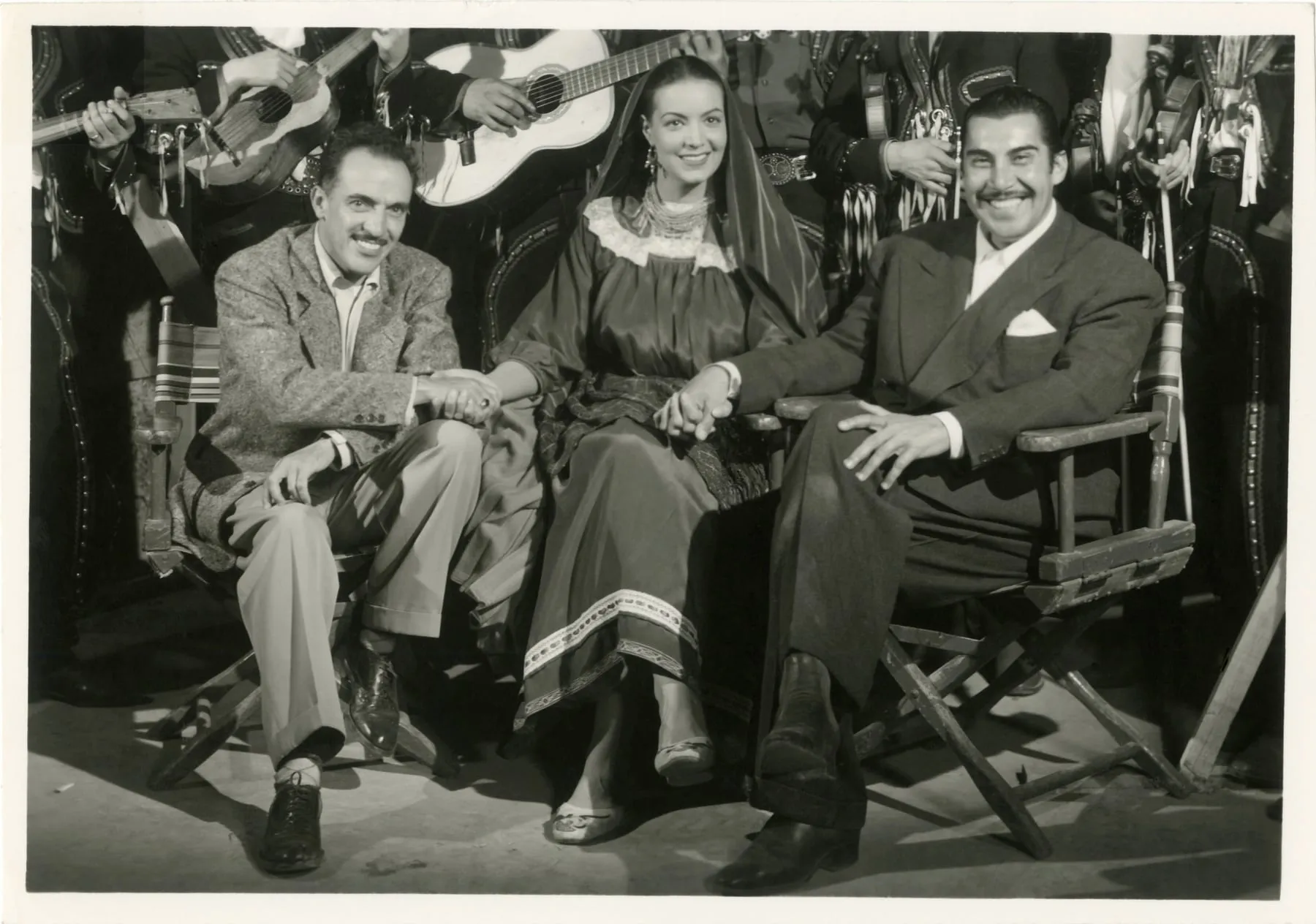 Gabriel Figueroa, María Félix y Emilio Fernández durante la filmación